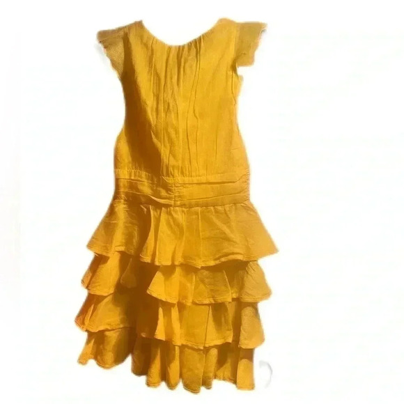 NWT Miss Sixty  mini yellow ruffle day 2 nite beach wedding sexy tiered dress S - Picture 3 of 5